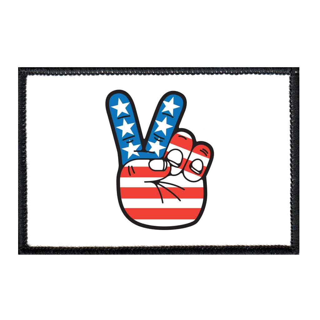 Peace Fingers - American Flag - Patch - Pull Patch - Removable Patches For Authentic Flexfit and Snapback Hats