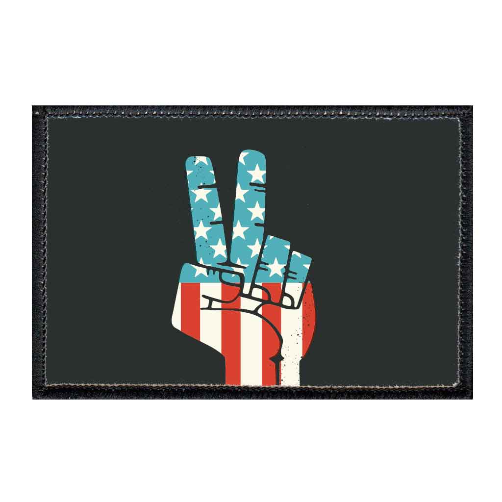 Peace Fingers - American Flag - Patch - Pull Patch - Removable Patches For Authentic Flexfit and Snapback Hats