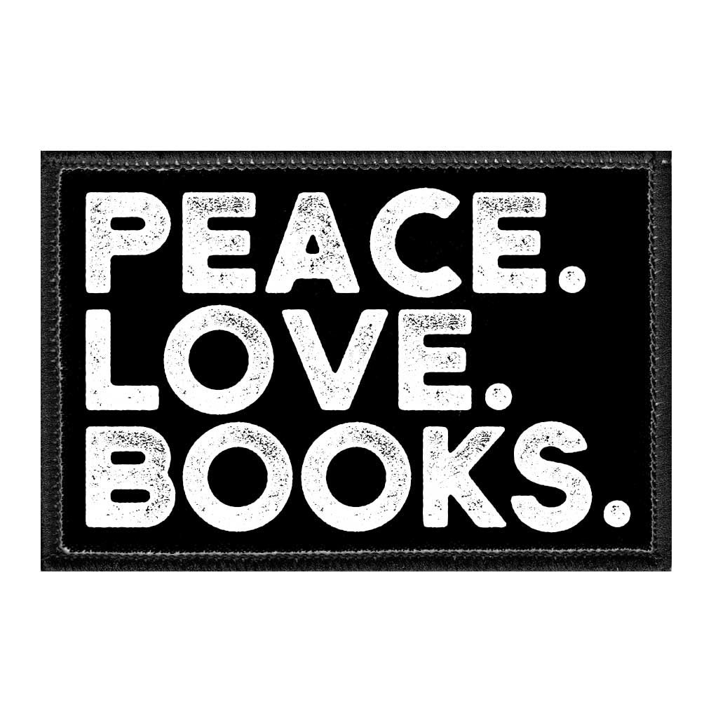 Peace. Love. Books. - Removable Patch - Pull Patch - Removable Patches For Authentic Flexfit and Snapback Hats