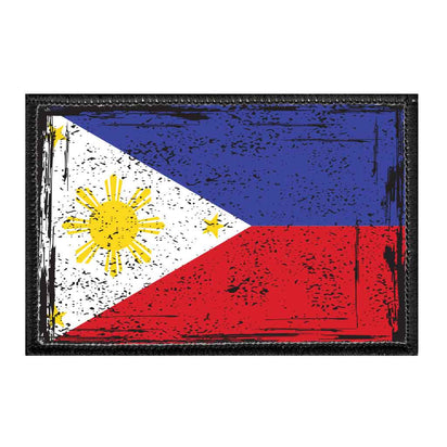 Philippines National Flag - Color - Distressed - Removable Patch - Pull Patch - Removable Patches For Authentic Flexfit and Snapback Hats