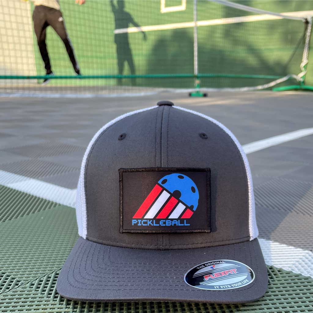 Pickleball - 8-Bit - USA - Removable Patch - Pull Patch - Removable Patches For Authentic Flexfit and Snapback Hats