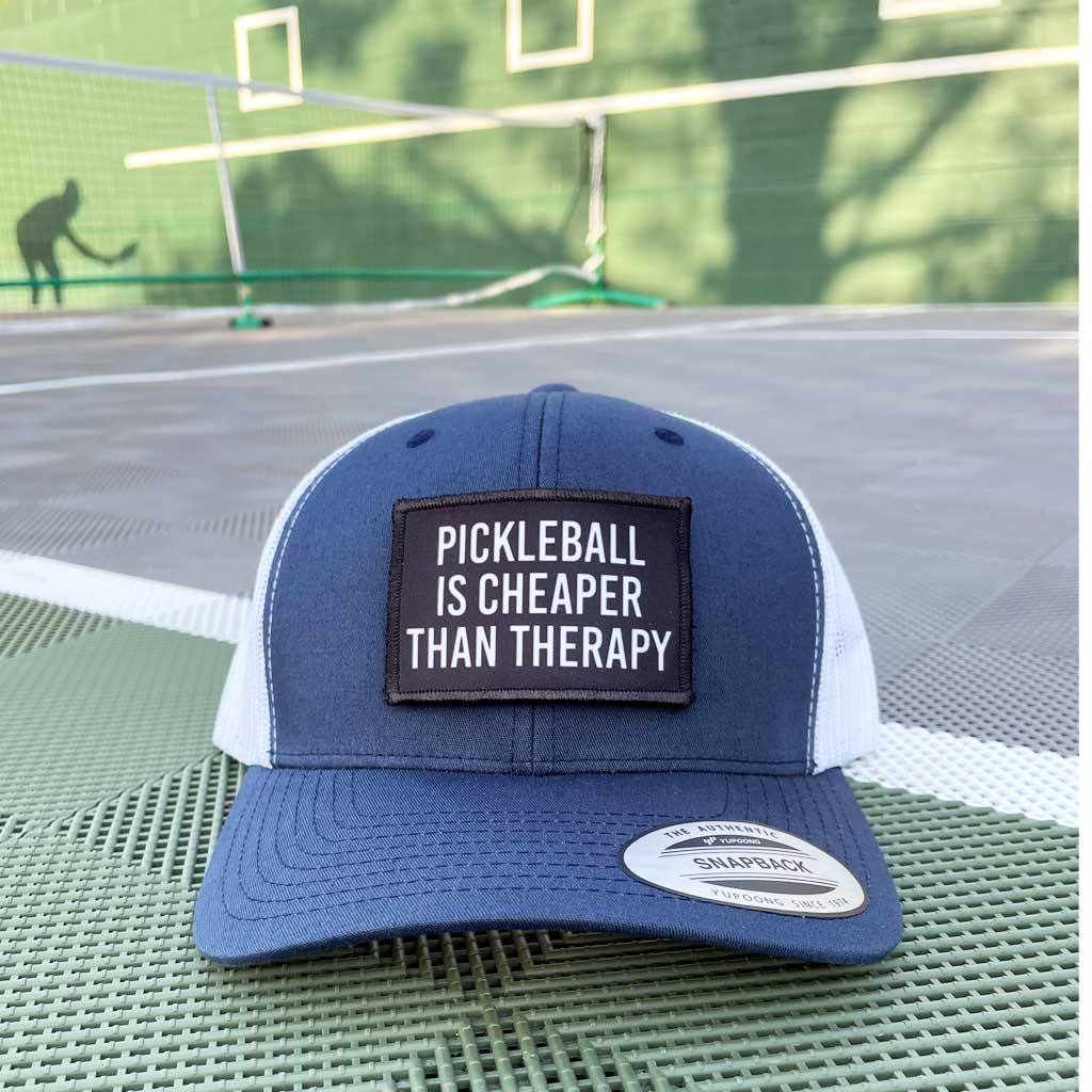 Pickleball Is Cheaper Than Therapy - Removable Patch - Pull Patch - Removable Patches For Authentic Flexfit and Snapback Hats