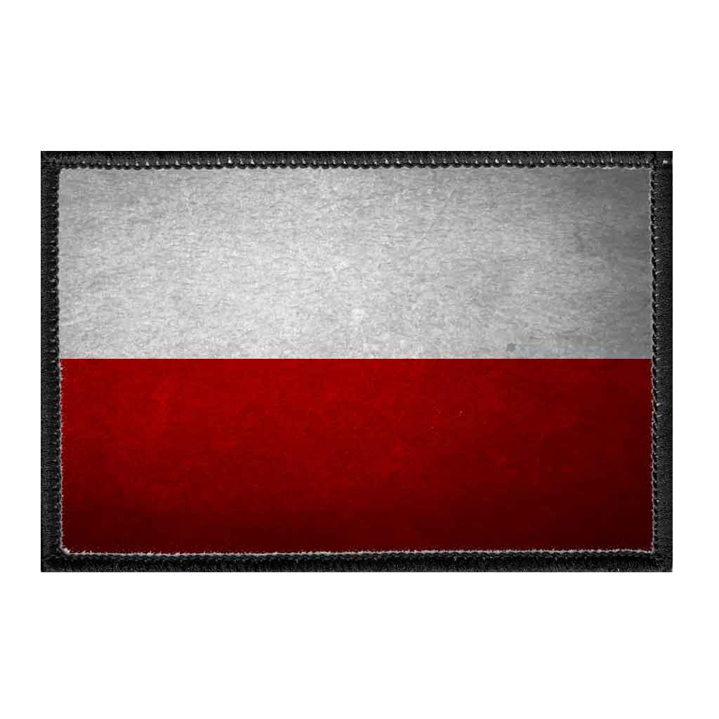 Poland Flag - Color - Distressed - Removable Patch - Pull Patch - Removable Patches For Authentic Flexfit and Snapback Hats