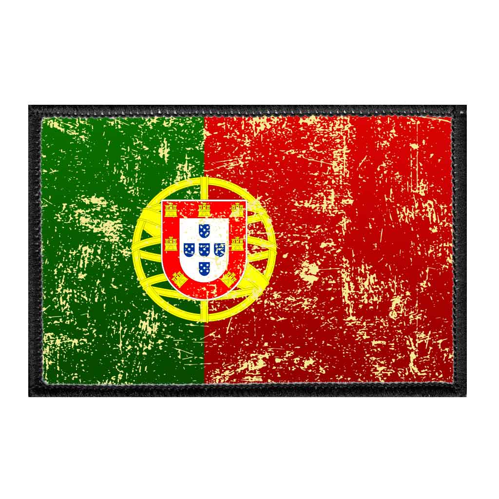 Portugal Flag - Color - Distressed - Removable Patch - Pull Patch - Removable Patches For Authentic Flexfit and Snapback Hats