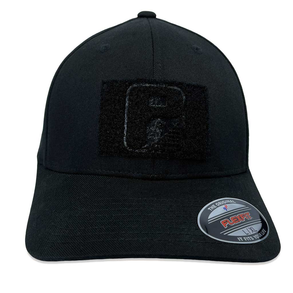 Premium Curved Visor Pull Patch Hat By Flexfit - Black - Pull Patch - Removable Patches That Stick To Your Gear