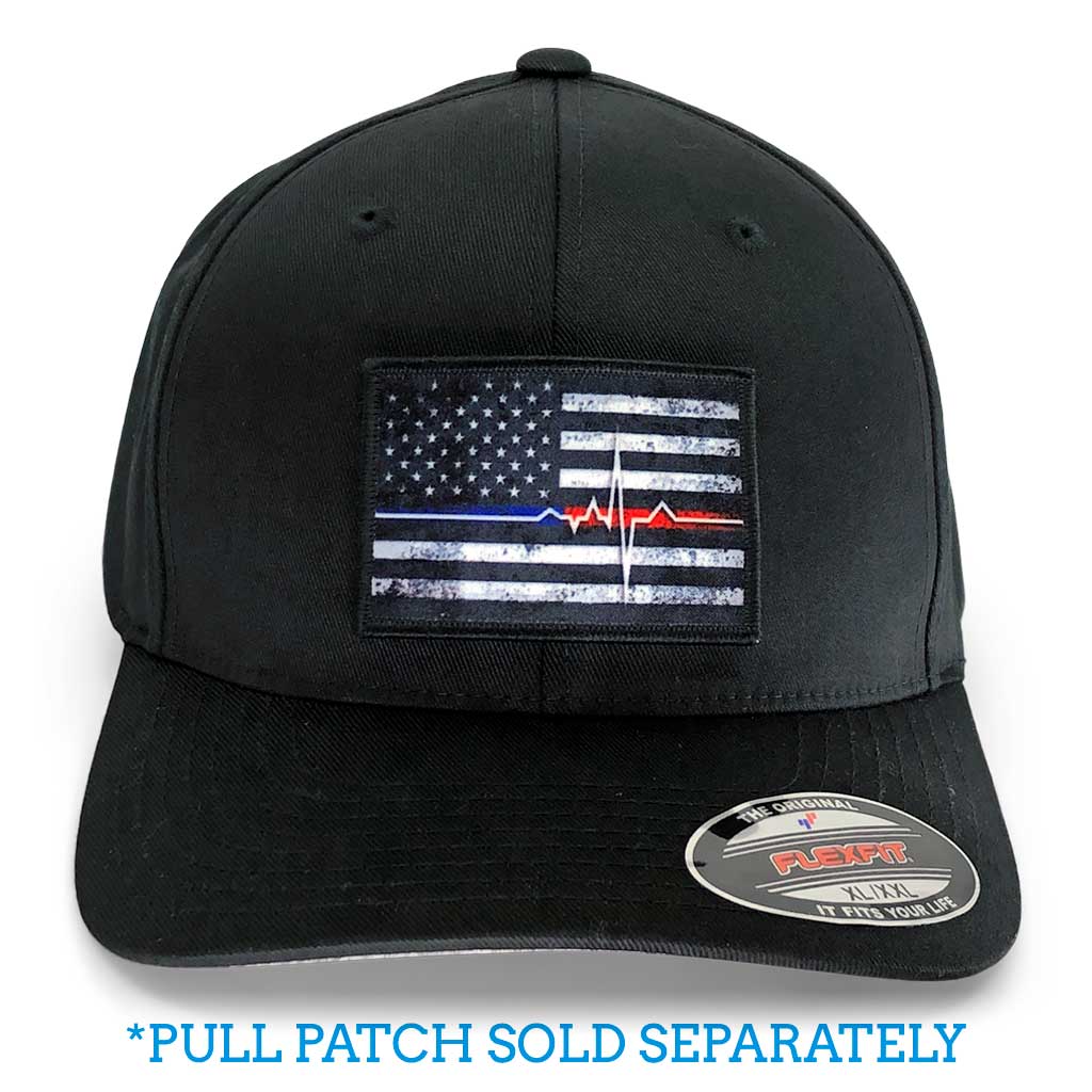 Premium Curved Visor Pull Patch Hat By Snapback - XL/XXL - Black - Pull Patch - Removable Patches For Authentic Flexfit and Snapback Hats