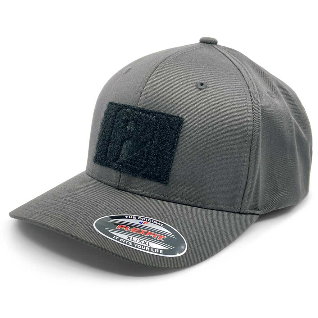 Premium Curved Visor Pull Patch Hat By Flexfit - Grey