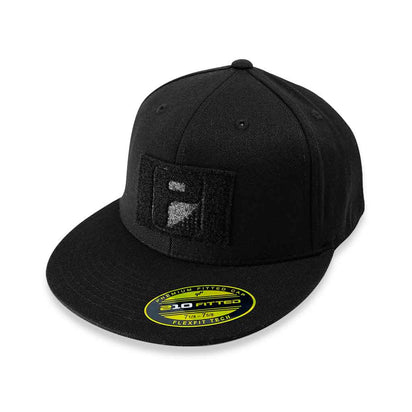 Premium Flat Bill Pull Patch Hat By Flexfit - Black - Pull Patch - Removable Patches That Stick To Your Gear
