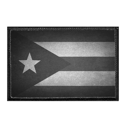 Puerto Rico Flag - Black and White - Distressed - Removable Patch - Pull Patch - Removable Patches For Authentic Flexfit and Snapback Hats