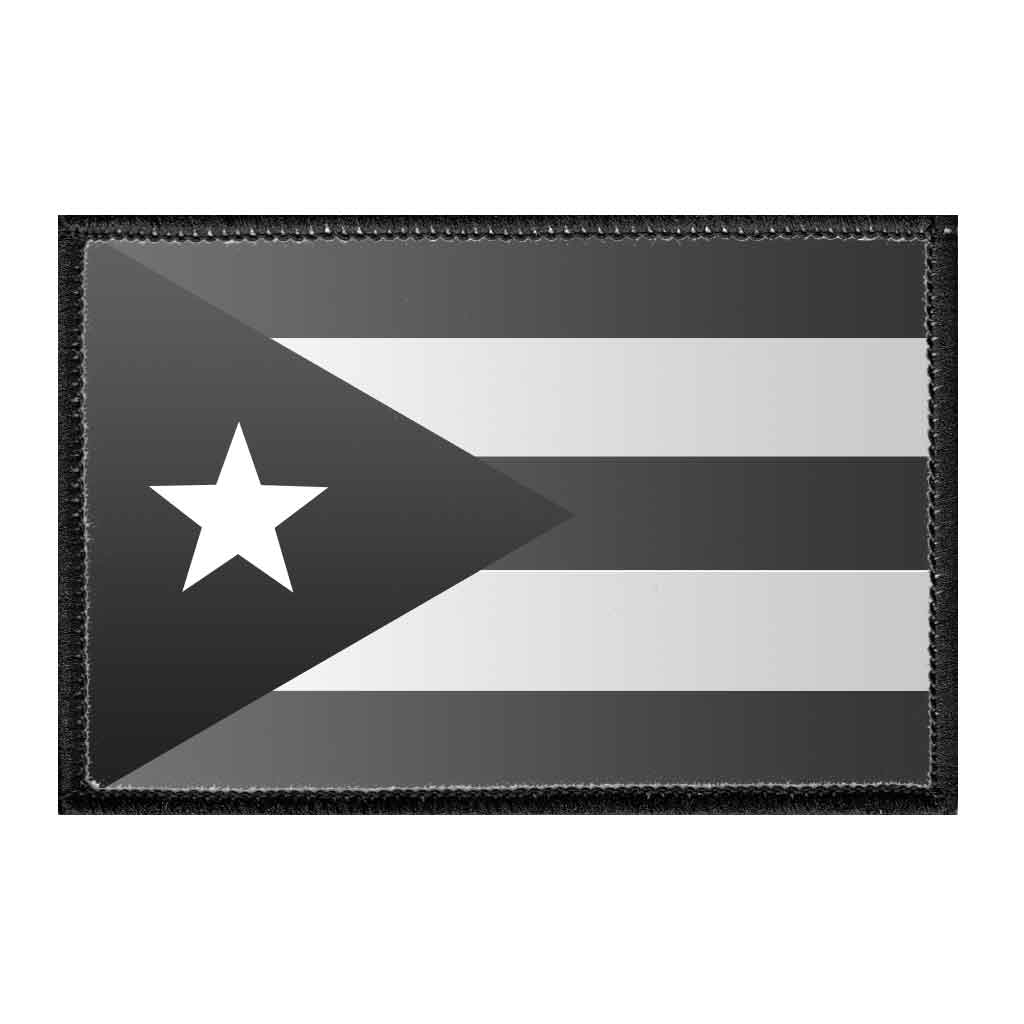 Puerto Rico Flag - Black and White - Removable Patch - Pull Patch - Removable Patches For Authentic Flexfit and Snapback Hats