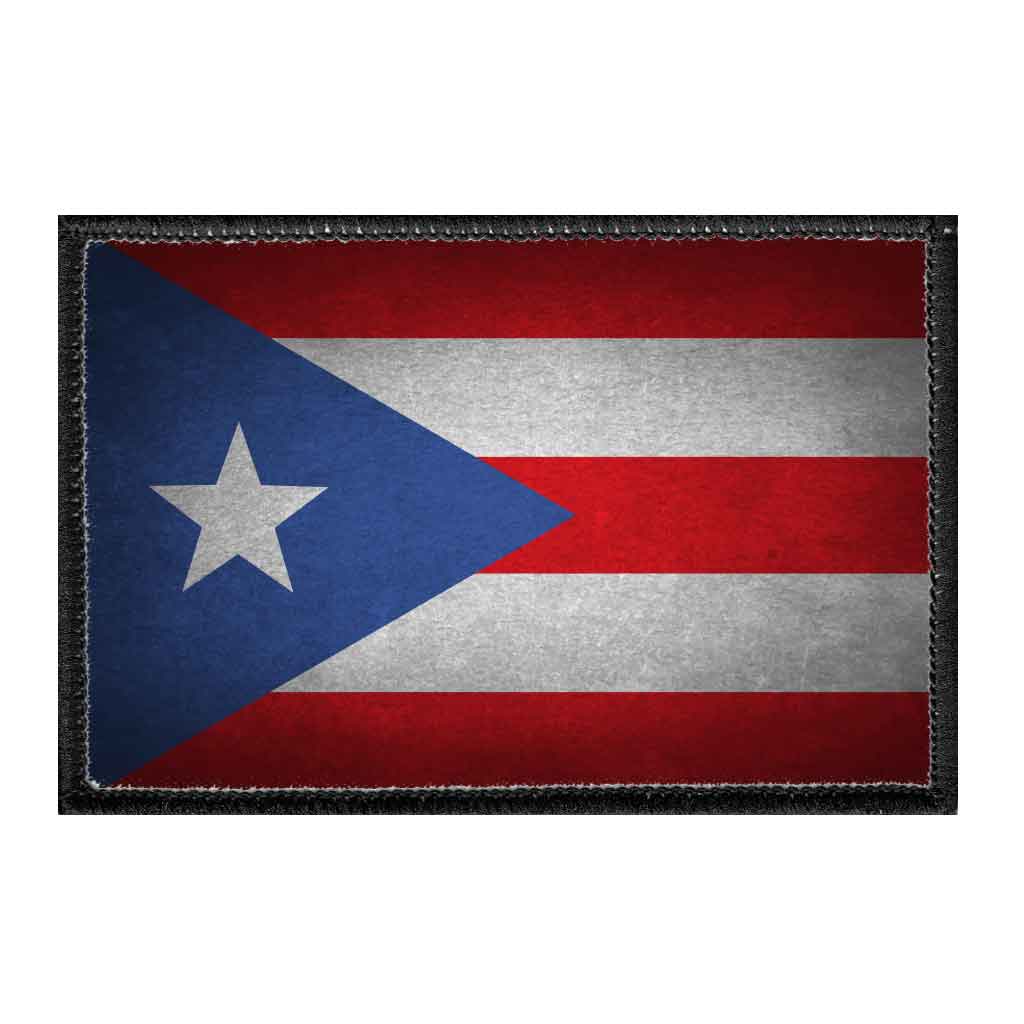 Puerto Rico Flag - Color - Distressed - Removable Patch - Pull Patch - Removable Patches For Authentic Flexfit and Snapback Hats