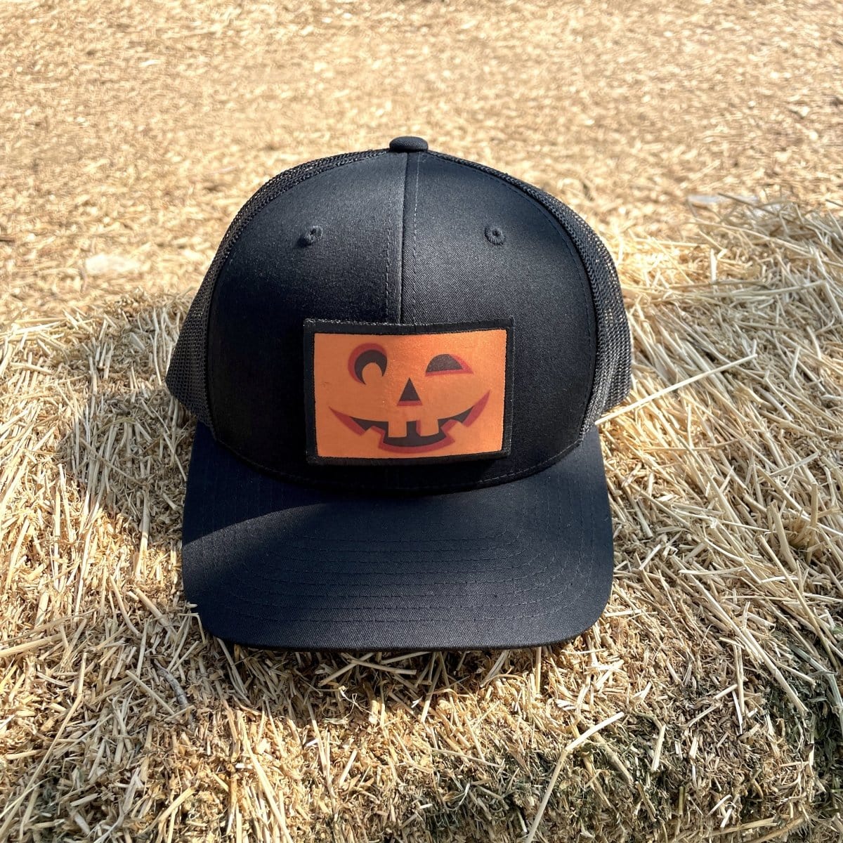 Pumpkin Face - Removable Patch - Pull Patch - Removable Patches For Authentic Flexfit and Snapback Hats