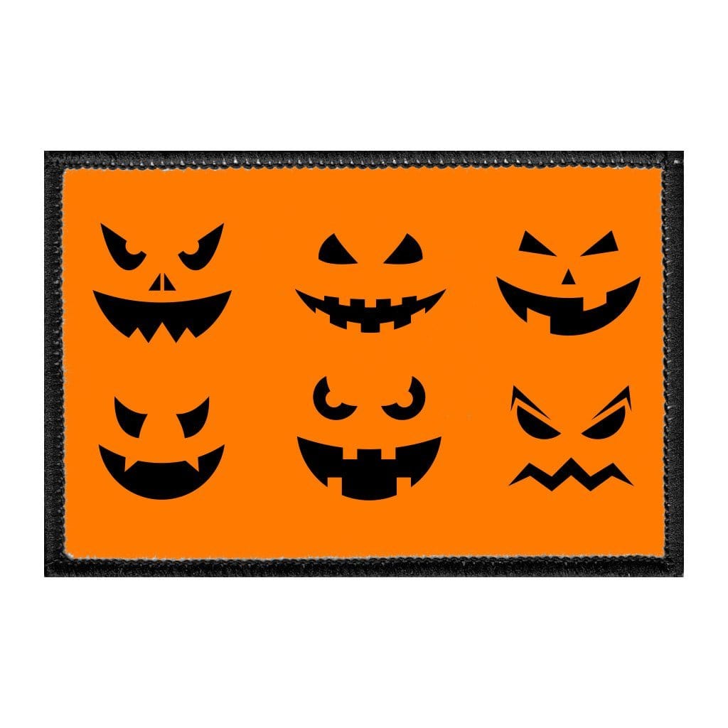 Pumpkin Faces - Removable Patch - Pull Patch - Removable Patches For Authentic Flexfit and Snapback Hats