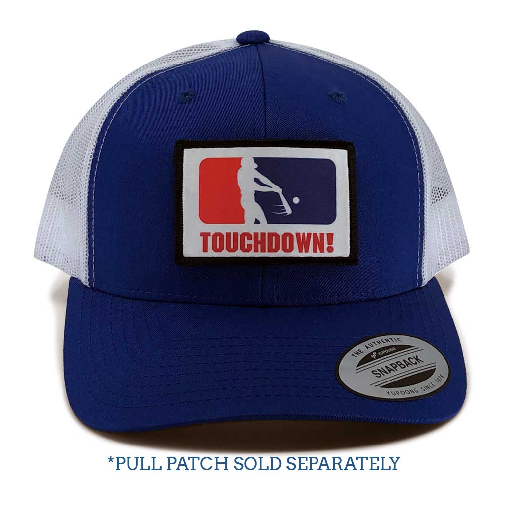 Retro Trucker 2-Tone Pull Patch Hat By Snapback - Royal Blue and White - Pull Patch - Removable Patches For Authentic Flexfit and Snapback Hats