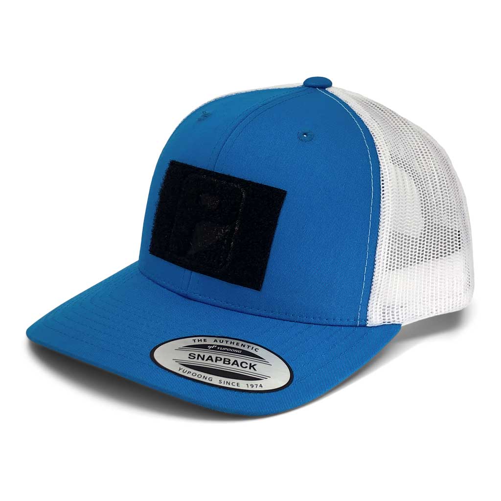 Retro Trucker 2-Tone Pull Patch Hat By Snapback - Turquoise and White - Pull Patch - Removable Patches For Authentic Flexfit and Snapback Hats