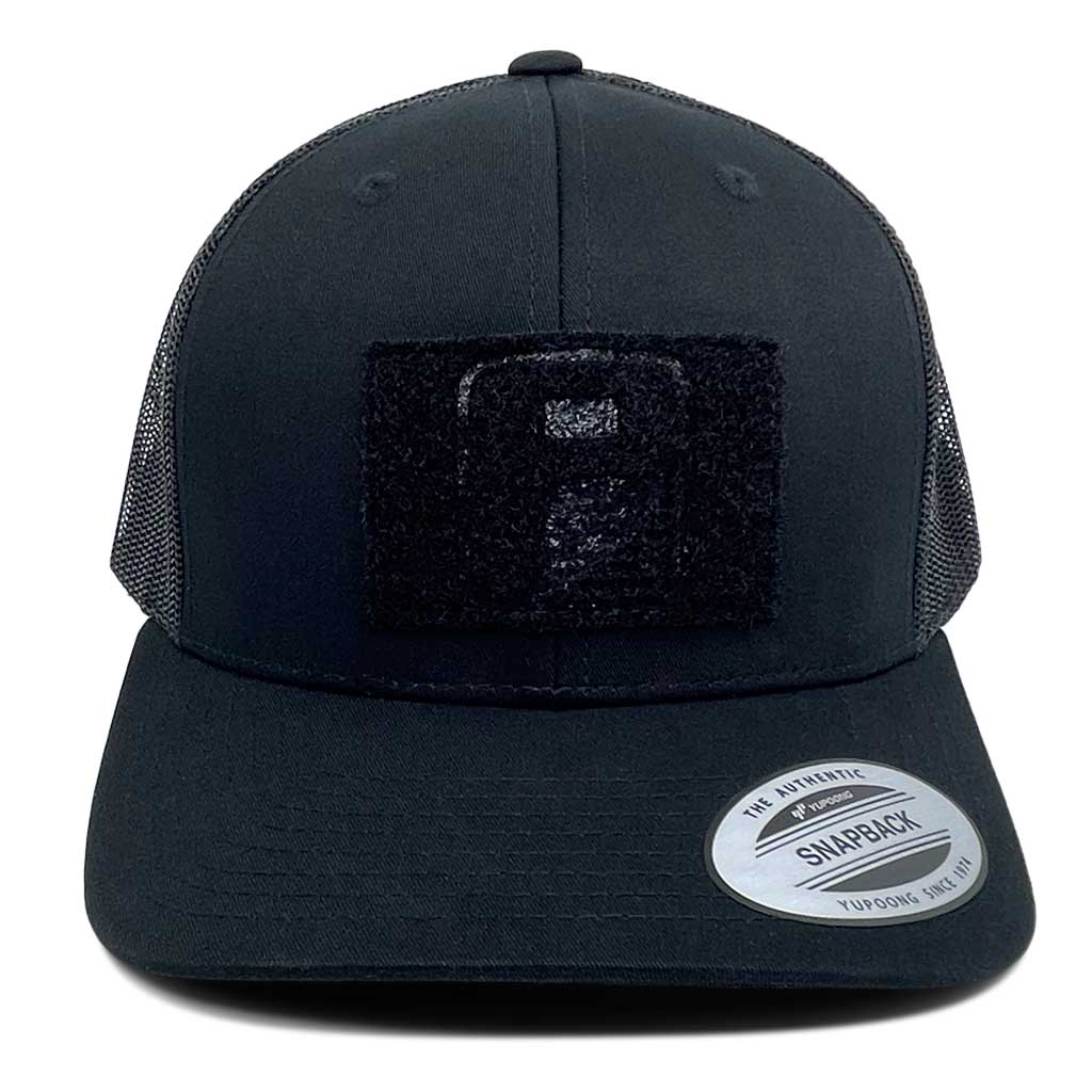 Retro Trucker Pull Patch Hat By Snapback - Black - Pull Patch - Removable Patches For Authentic Flexfit and Snapback Hats