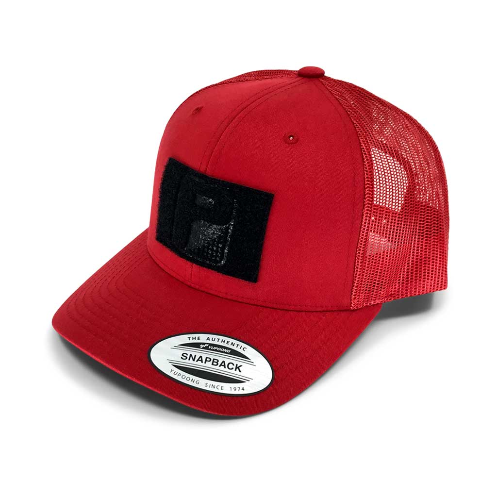Retro Trucker Pull Patch Hat By Snapback - Red - Pull Patch - Removable Patches For Authentic Flexfit and Snapback Hats