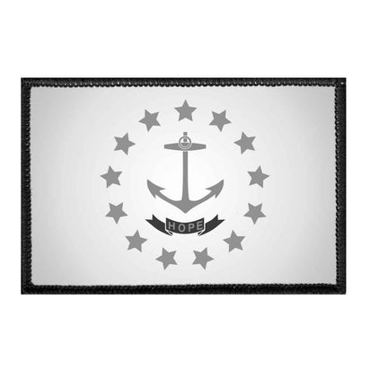 Rhode Island State Flag - Black and White - Removable Patch - Pull Patch - Removable Patches For Authentic Flexfit and Snapback Hats