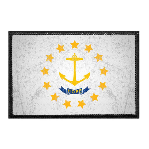 Rhode Island State Flag - Color - Distressed - Removable Patch - Pull Patch - Removable Patches For Authentic Flexfit and Snapback Hats