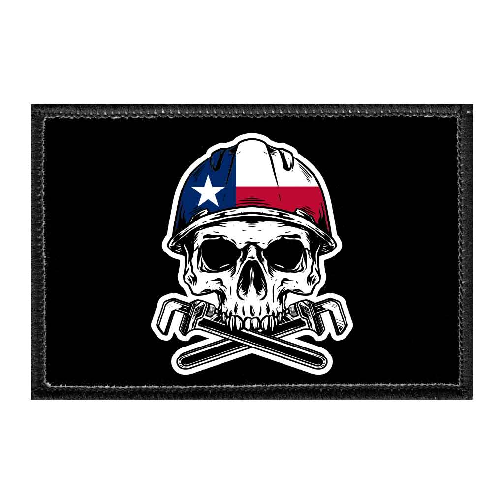 Roughneck - Texas Skull & Wrenches - Removable Patch - Pull Patch - Removable Patches For Authentic Flexfit and Snapback Hats