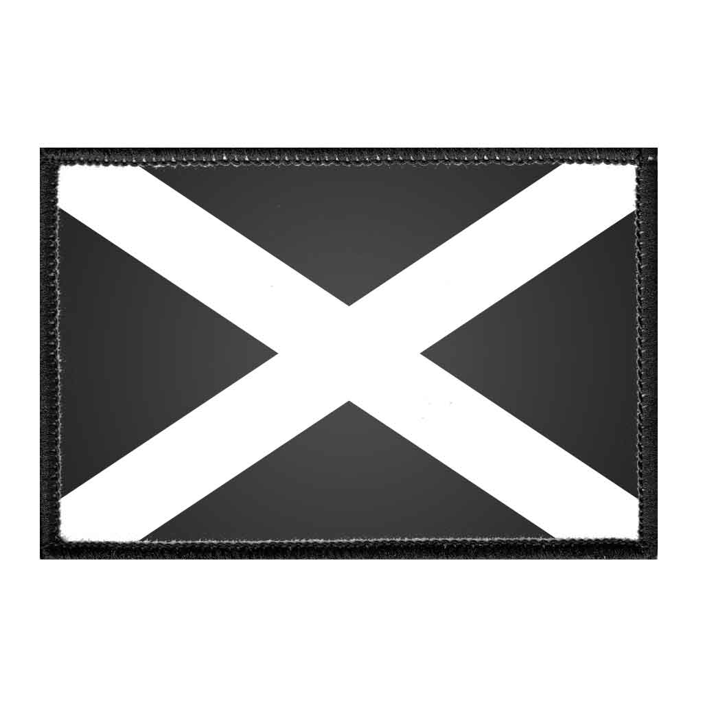 Scotland Flag - Black and White - Removable Patch - Pull Patch - Removable Patches For Authentic Flexfit and Snapback Hats