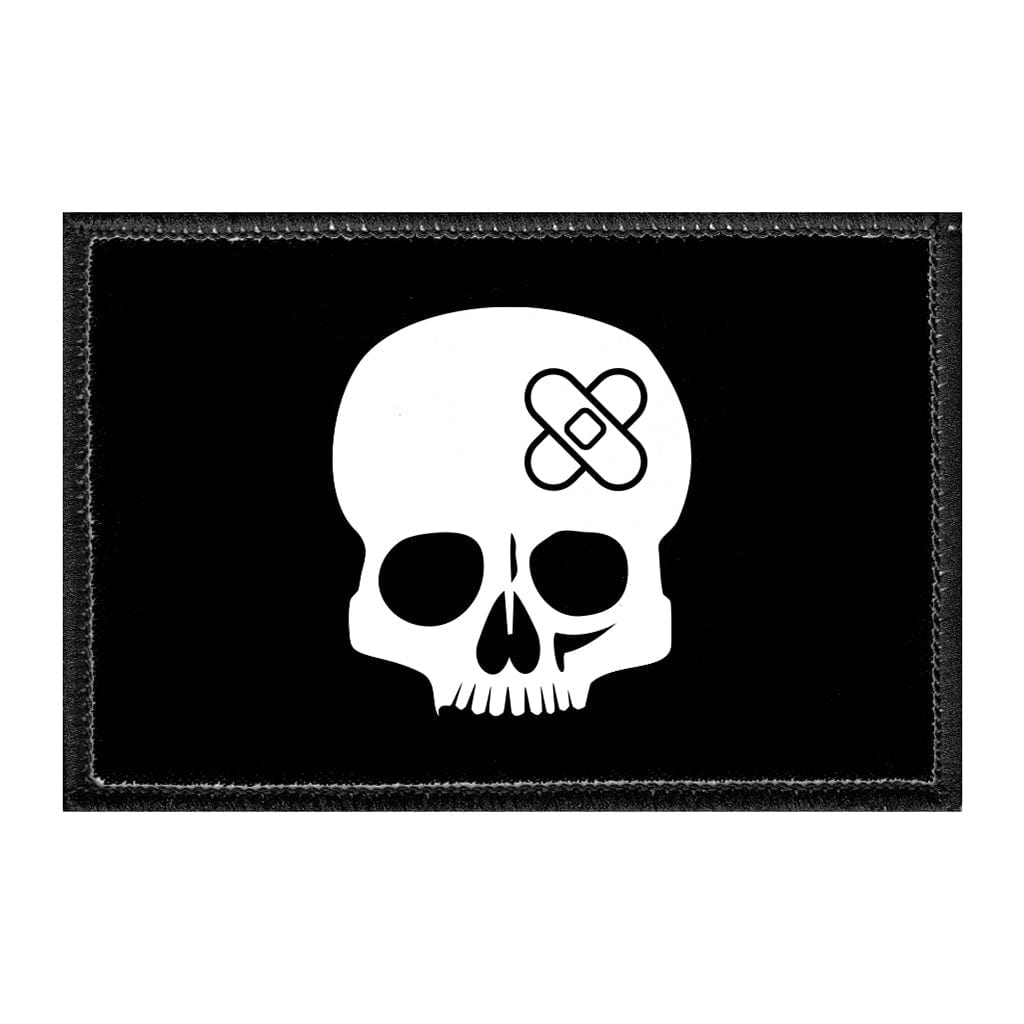 Skull With Bandage On Head - Removable Patch - Pull Patch - Removable Patches That Stick To Your Gear
