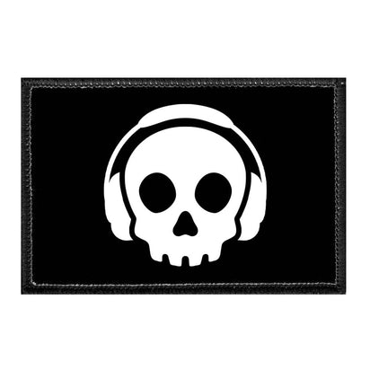 Skull With Headphones - Removable Patch - Pull Patch - Removable Patches That Stick To Your Gear