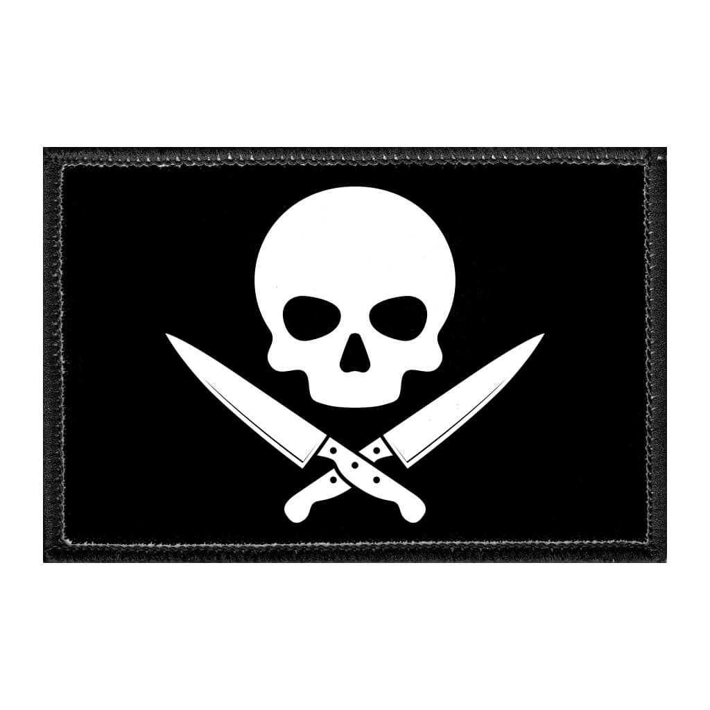 Skull With Knives - Removable Patch - Pull Patch - Removable Patches That Stick To Your Gear