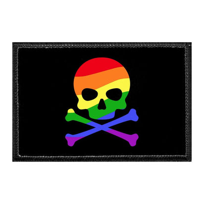 Skull With LGBTQ Colors - Removable Patch - Pull Patch - Removable Patches That Stick To Your Gear