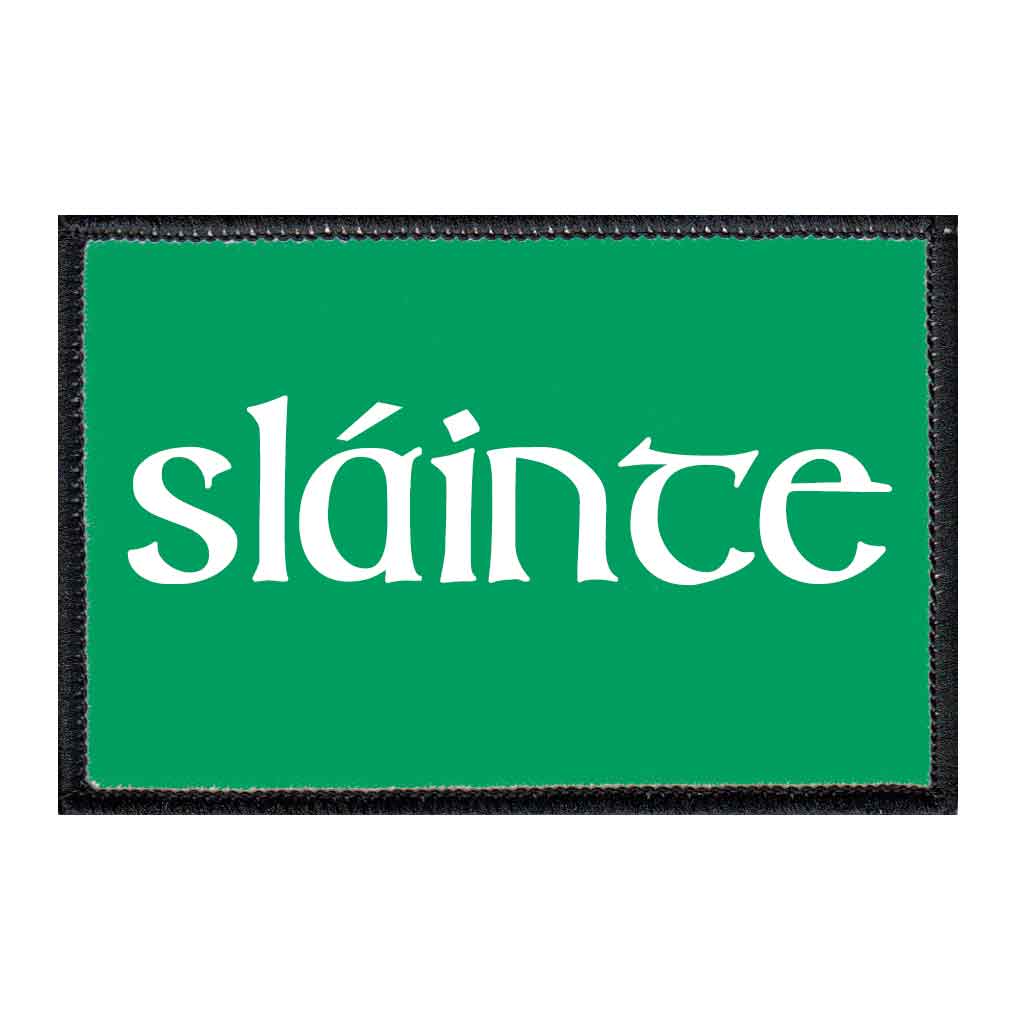 Sláinte - Green Background - Patch - Pull Patch - Removable Patches For Authentic Flexfit and Snapback Hats