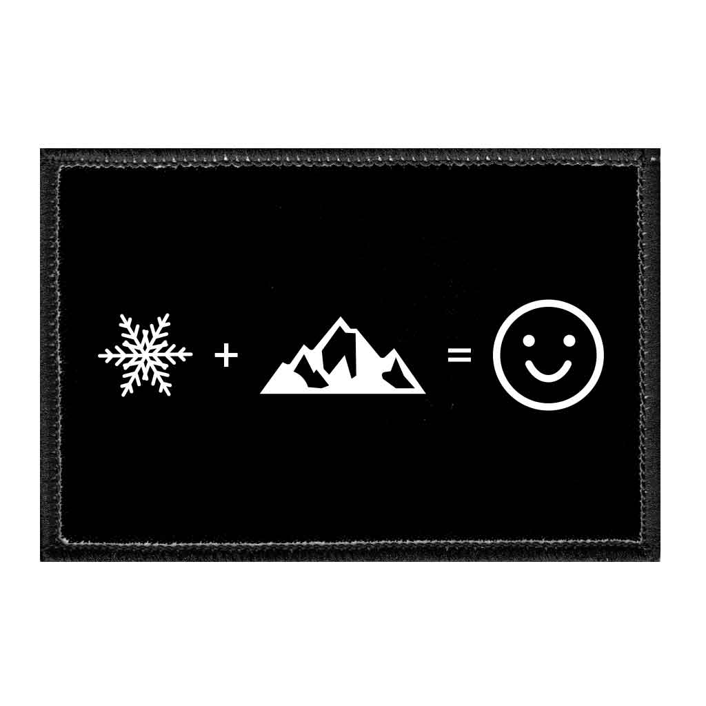 Snow + Mountain = Happy - Removable Patch - Pull Patch - Removable Patches For Authentic Flexfit and Snapback Hats