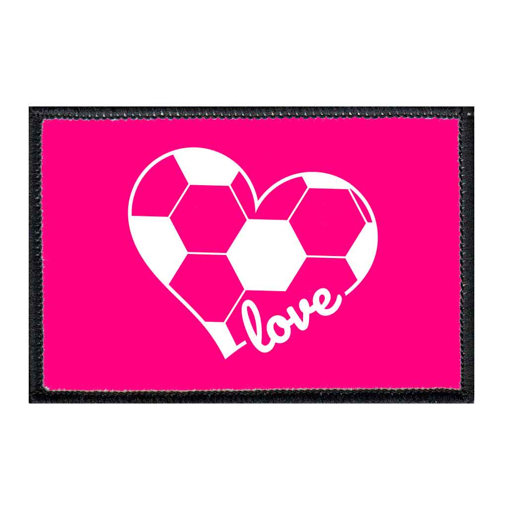 Soccer Heart - Pink and White - Patch - Pull Patch - Removable Patches For Authentic Flexfit and Snapback Hats