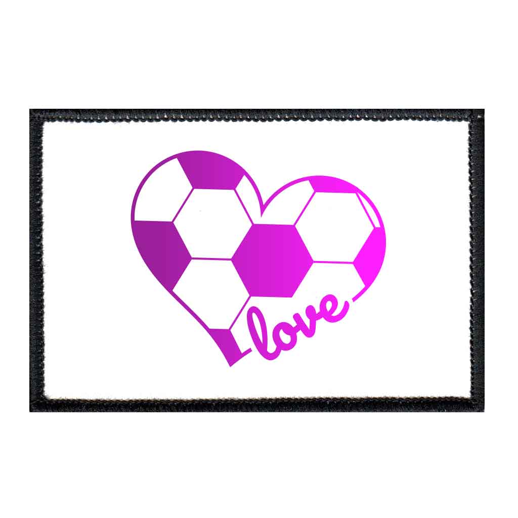 Soccer Heart - Purple Hombre Ball And White Background - Patch - Pull Patch - Removable Patches For Authentic Flexfit and Snapback Hats