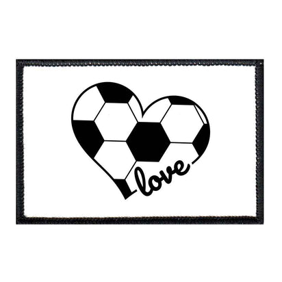 Soccer Heart - White and Black - Patch - Pull Patch - Removable Patches For Authentic Flexfit and Snapback Hats