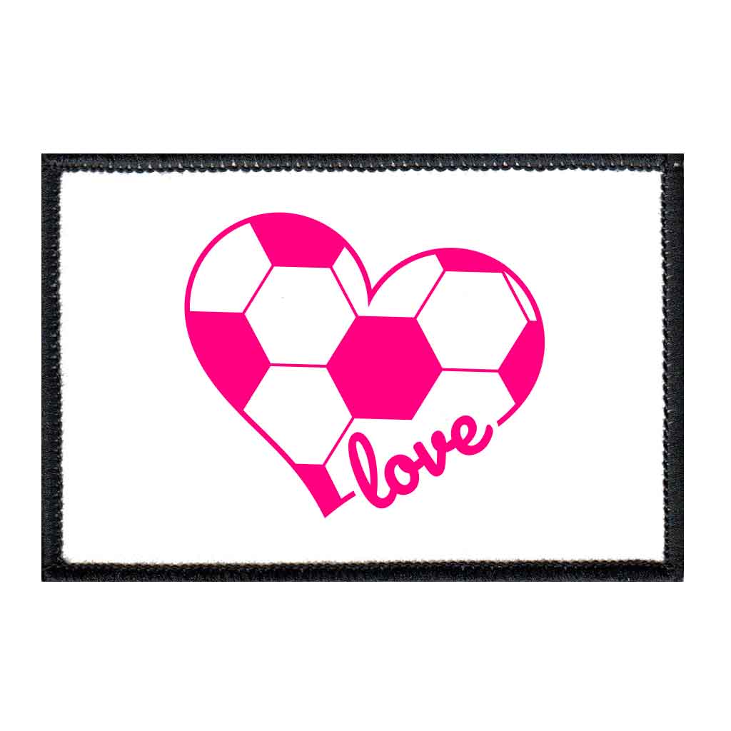 Soccer Heart - White and Pink - Patch - Pull Patch - Removable Patches For Authentic Flexfit and Snapback Hats