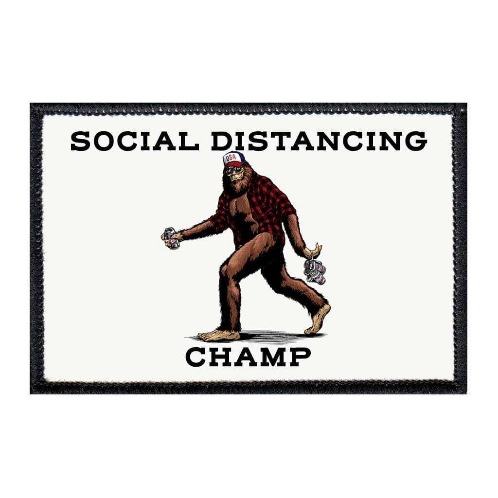 Social Distancing Champ - Big Foot - Removable Patch - Pull Patch - Removable Patches For Authentic Flexfit and Snapback Hats