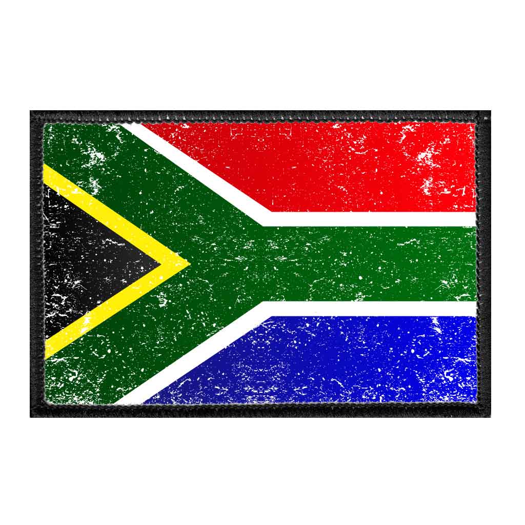 South Africa Flag - Color - Distressed - Removable Patch - Pull Patch - Removable Patches For Authentic Flexfit and Snapback Hats