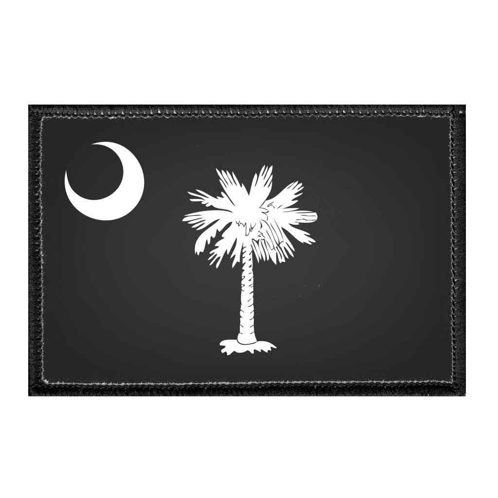 South Carolina State Flag - Black and White - Removable Patch - Pull Patch - Removable Patches For Authentic Flexfit and Snapback Hats