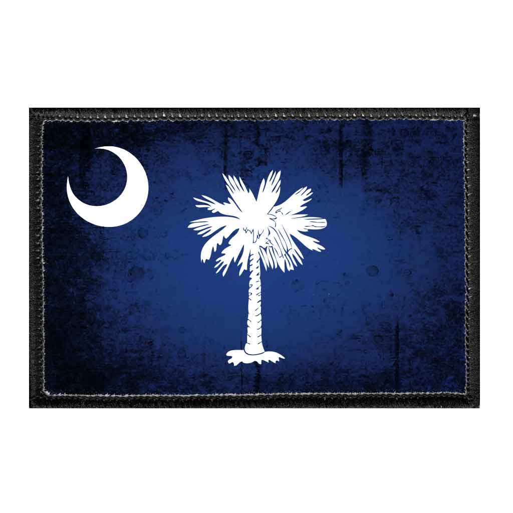 South Carolina State Flag - Color - Distressed - Removable Patch - Pull Patch - Removable Patches For Authentic Flexfit and Snapback Hats