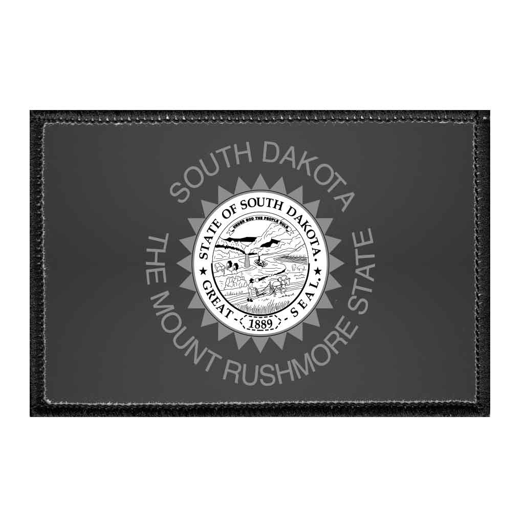 South Dakota State Flag - Black and White - Removable Patch - Pull Patch - Removable Patches For Authentic Flexfit and Snapback Hats