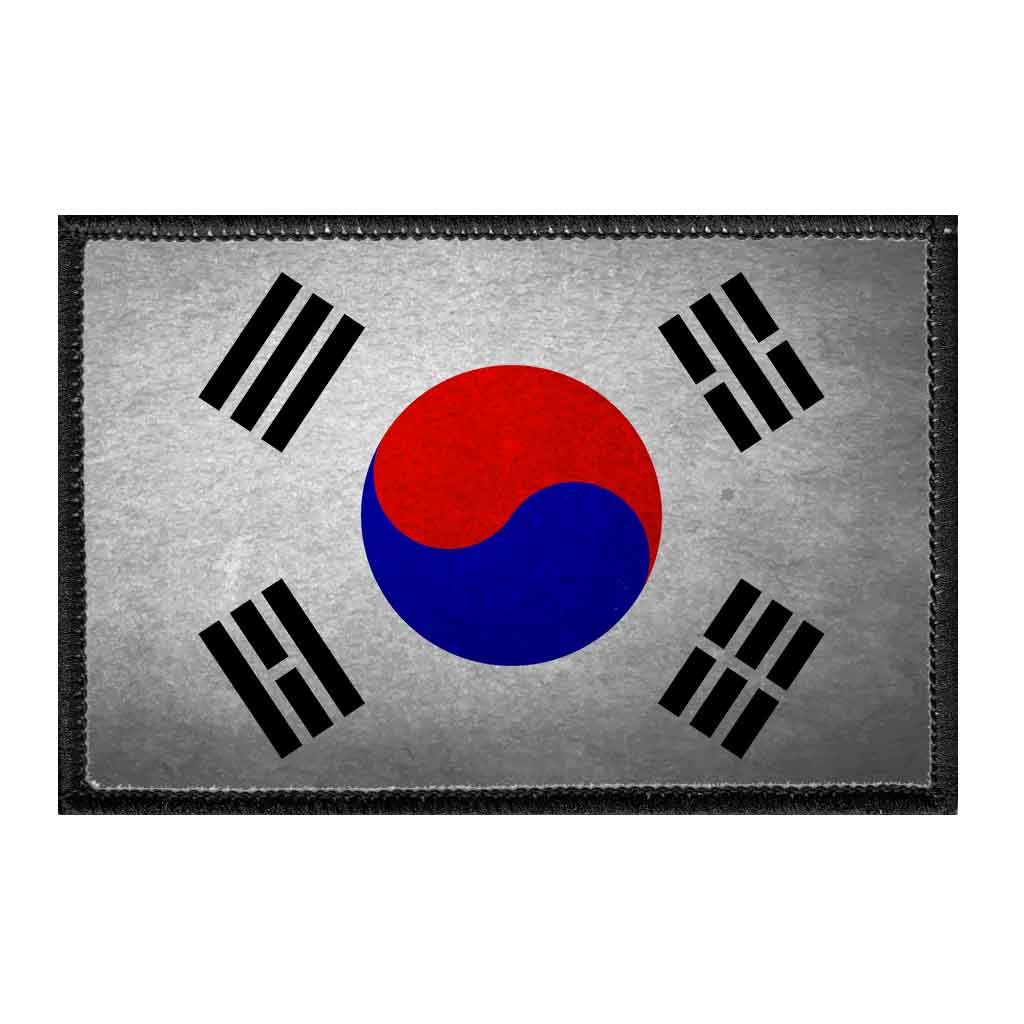 South Korea Flag - Color - Distressed - Removable Patch - Pull Patch - Removable Patches For Authentic Flexfit and Snapback Hats