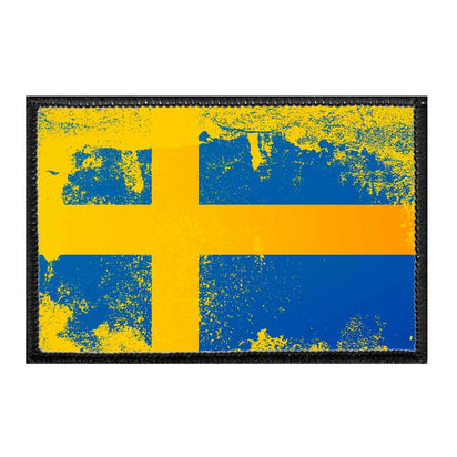 Sweden Flag - Color - Distressed - Removable Patch - Pull Patch - Removable Patches For Authentic Flexfit and Snapback Hats