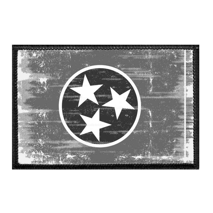 Tennessee State Flag - Black and White - Distressed - Removable Patch - Pull Patch - Removable Patches For Authentic Flexfit and Snapback Hats