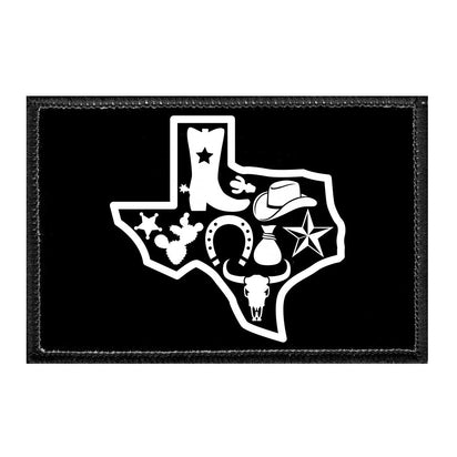 Texas Icons Map - Removable Patch - Pull Patch - Removable Patches That Stick To Your Gear
