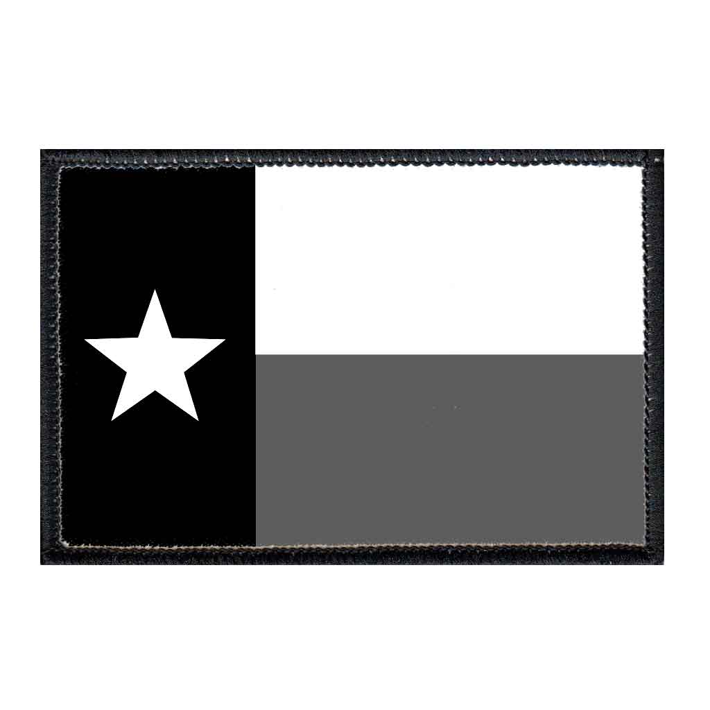 Texas State Flag - Black and White - Patch - Pull Patch - Removable Patches For Authentic Flexfit and Snapback Hats