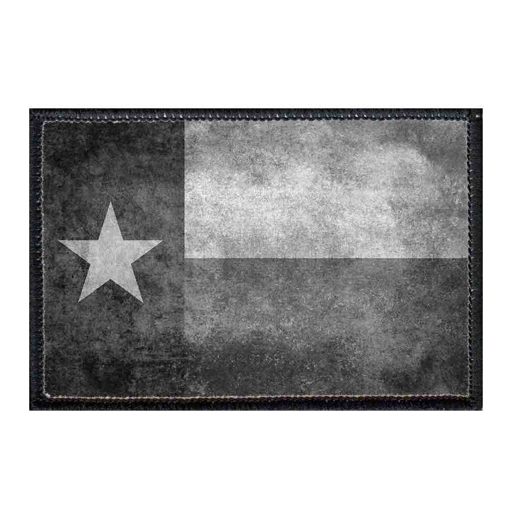 Texas State Flag - Distressed - Black and White - Patch - Pull Patch - Removable Patches For Authentic Flexfit and Snapback Hats