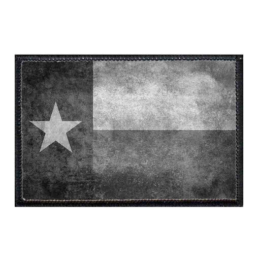 Texas State Flag - Distressed - Black and White - Patch - Pull Patch - Removable Patches For Authentic Flexfit and Snapback Hats