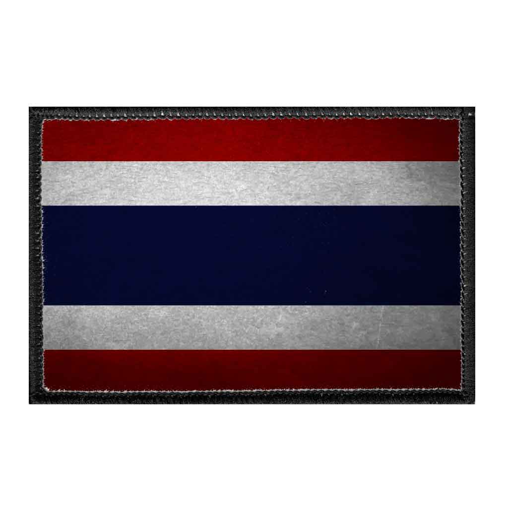 Thailand Flag - Color - Distressed - Removable Patch - Pull Patch - Removable Patches For Authentic Flexfit and Snapback Hats