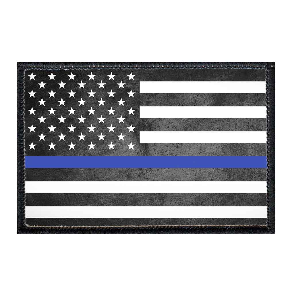 Thin Blue Line - Black and White - Removable Patch - Pull Patch - Removable Patches For Authentic Flexfit and Snapback Hats