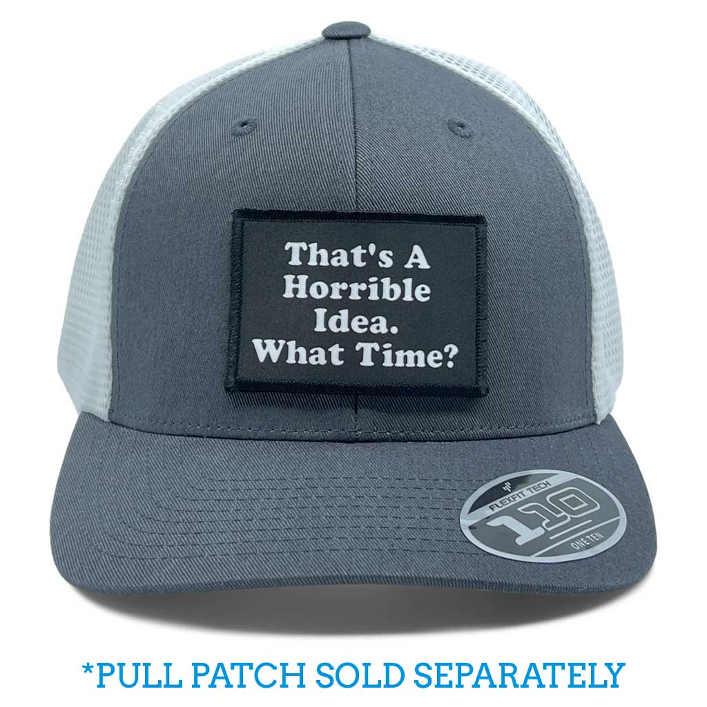 Trucker Curved Bill - 2-Tone - Charcoal and White - Flexfit + Snapback Hat by Pull Patch - Pull Patch - Removable Patches For Authentic Flexfit and Snapback Hats